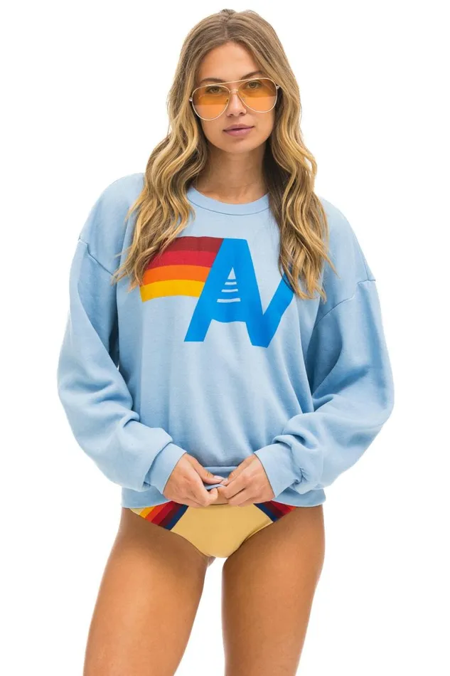 WomenMen Sweatshirts Aviator Nation Logo Relaxed Crew Sweatshirt 8211 Ice