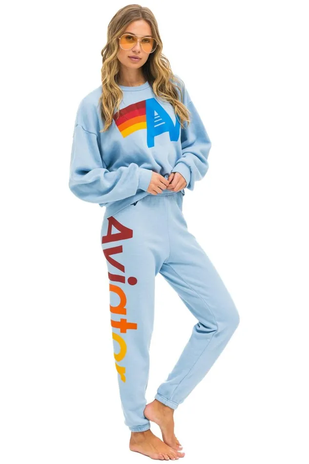 WomenMen Sweatshirts Aviator Nation Logo Relaxed Crew Sweatshirt 8211 Ice