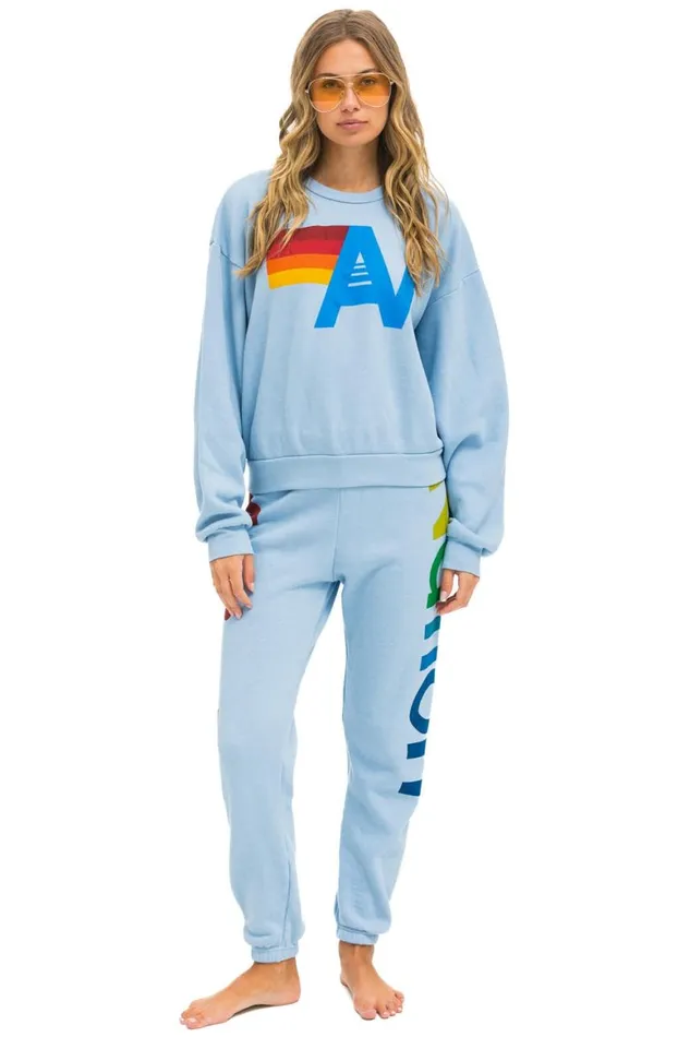 WomenMen Sweatshirts Aviator Nation Logo Relaxed Crew Sweatshirt 8211 Ice