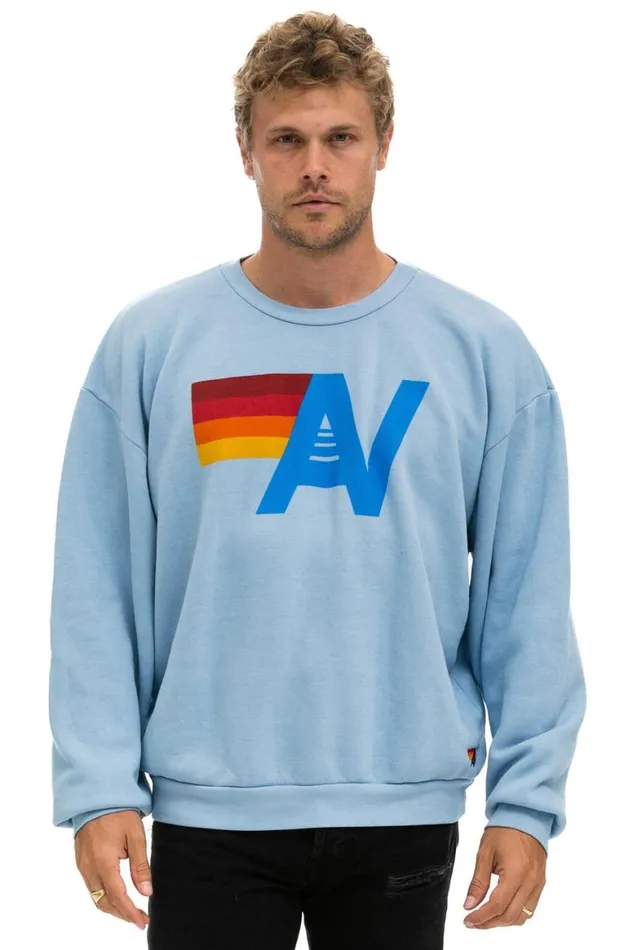 WomenMen Sweatshirts Aviator Nation Logo Relaxed Crew Sweatshirt 8211 Ice