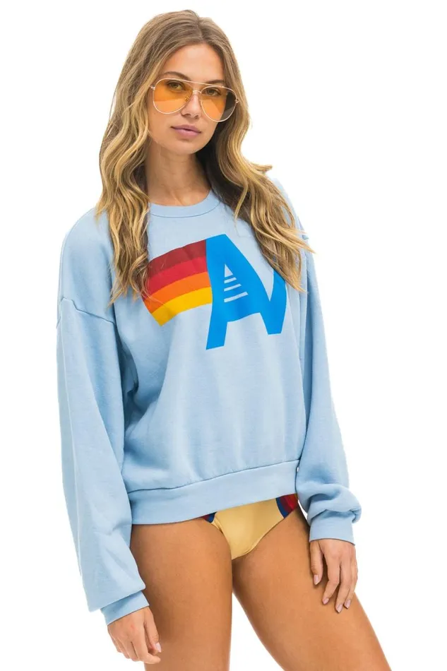 WomenMen Sweatshirts Aviator Nation Logo Relaxed Crew Sweatshirt 8211 Ice