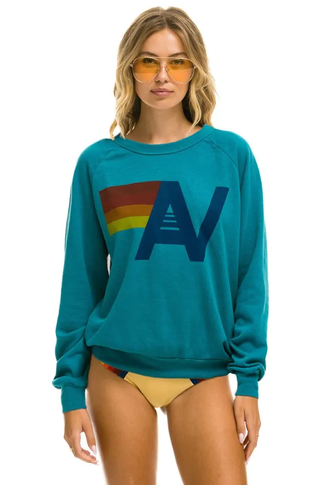 WomenMen Sweatshirts Aviator Nation Logo Sweatshirt 8211 Teal