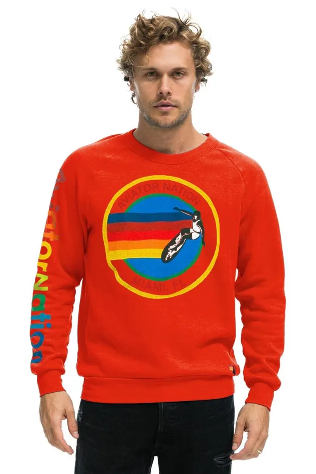 WomenMen Sweatshirts Aviator Nation Miami Sweatshirt 8211 Red