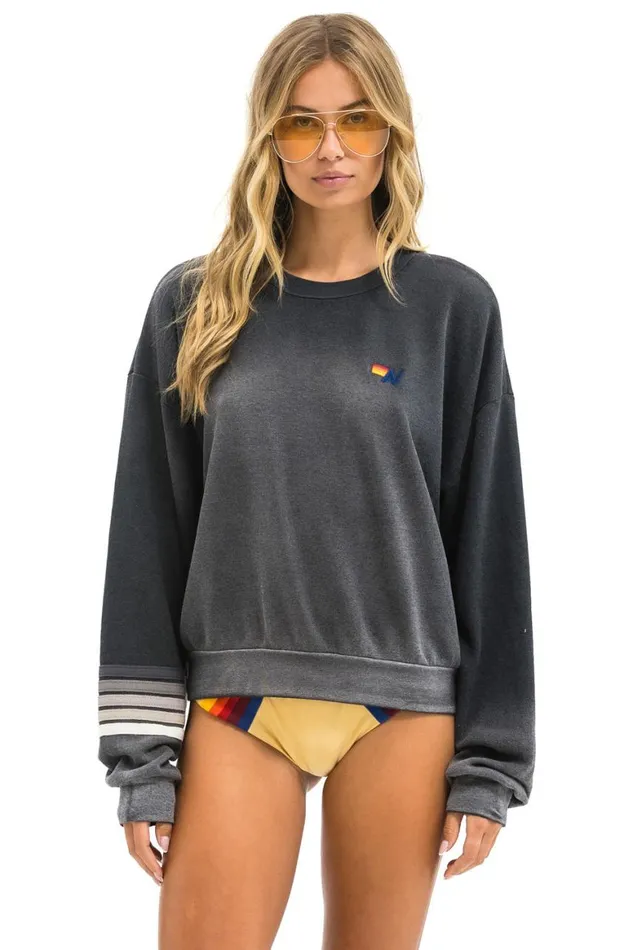 WomenMen Sweatshirts Aviator Nation Rugby Stitch Relaxed Crew Sweatshirt 8211 Faded Smoke WomenMen Sweatshirts Aviator Nation Rugby Stitch Relaxed Crew Sweatshirt 8211 Faded Smoke