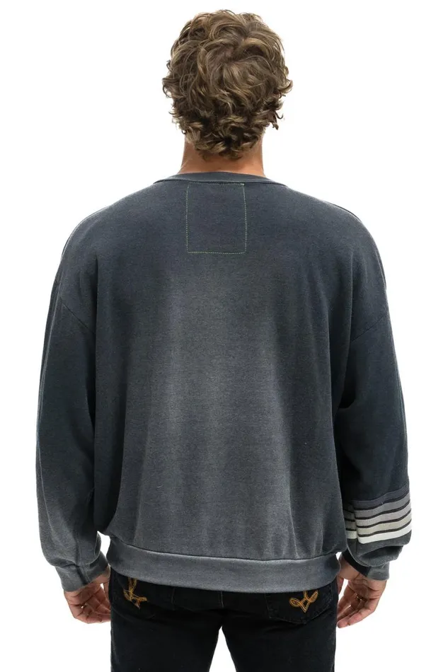 WomenMen Sweatshirts Aviator Nation Rugby Stitch Relaxed Crew Sweatshirt 8211 Faded Smoke
