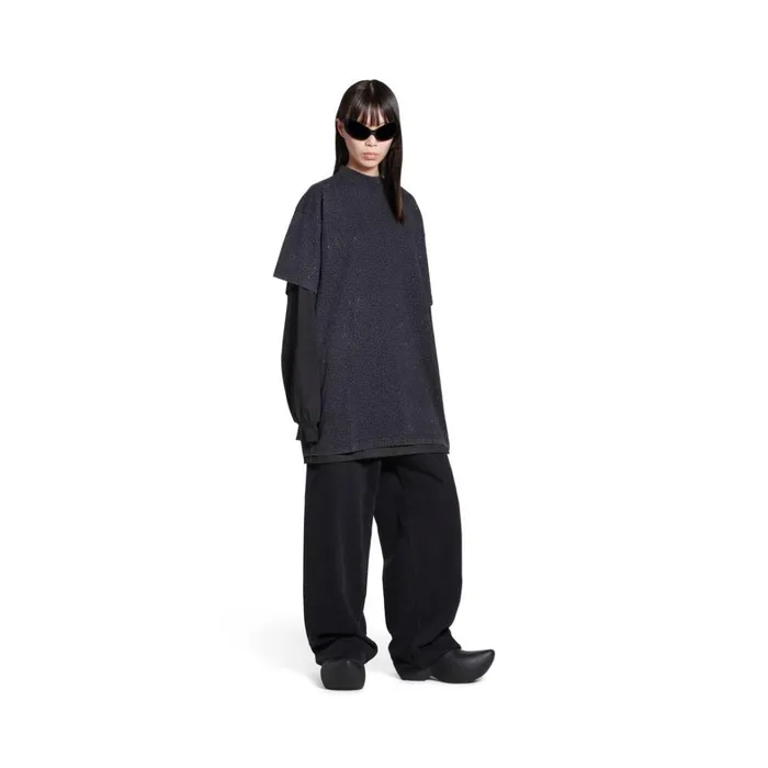 WomenMen Tshirts Balenciaga Tshirt Oversized In Black Faded