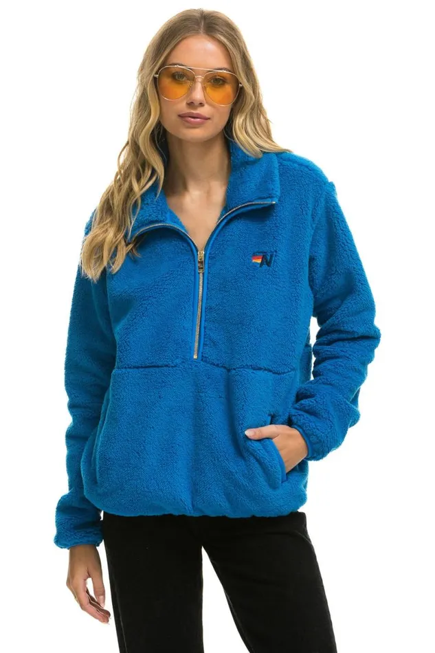 WomenMen Teddy Jackets Aviator Nation Teddy Unisex Half Zip Jacket 8211 Blue Cina WomenMen Teddy Jackets Aviator Nation Teddy Unisex Half Zip Jacket 8211 Blue Cina