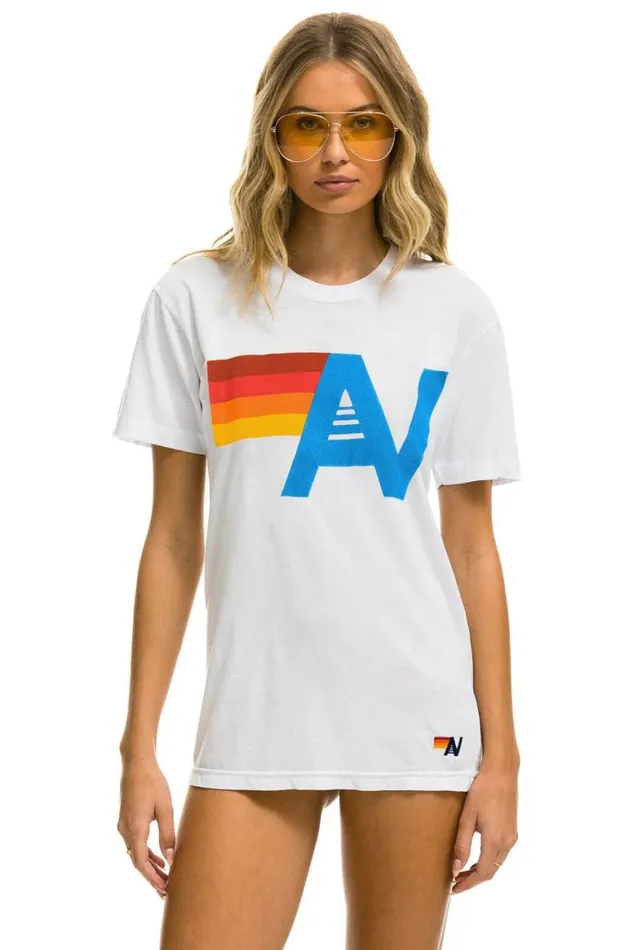 WomenMen Tees Aviator Nation Logo Tee 8211 White