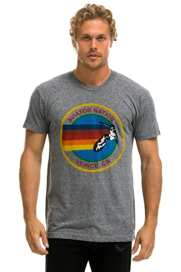 WomenMen Tees Aviator Nation Signature Tee 8211 Heather Grey