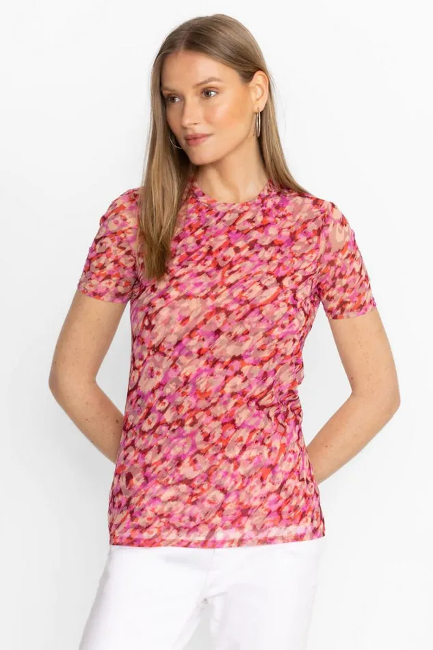 Women MESH SHORT SLEEVE TEE Mina Pink Johnny Was Tops Women MESH SHORT SLEEVE TEE Mina Pink Johnny Was Tops