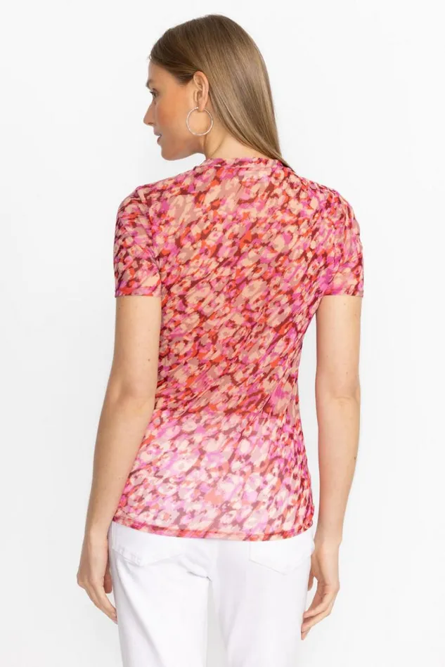 Women MESH SHORT SLEEVE TEE Mina Pink Johnny Was Tops Women MESH SHORT SLEEVE TEE Mina Pink Johnny Was Tops