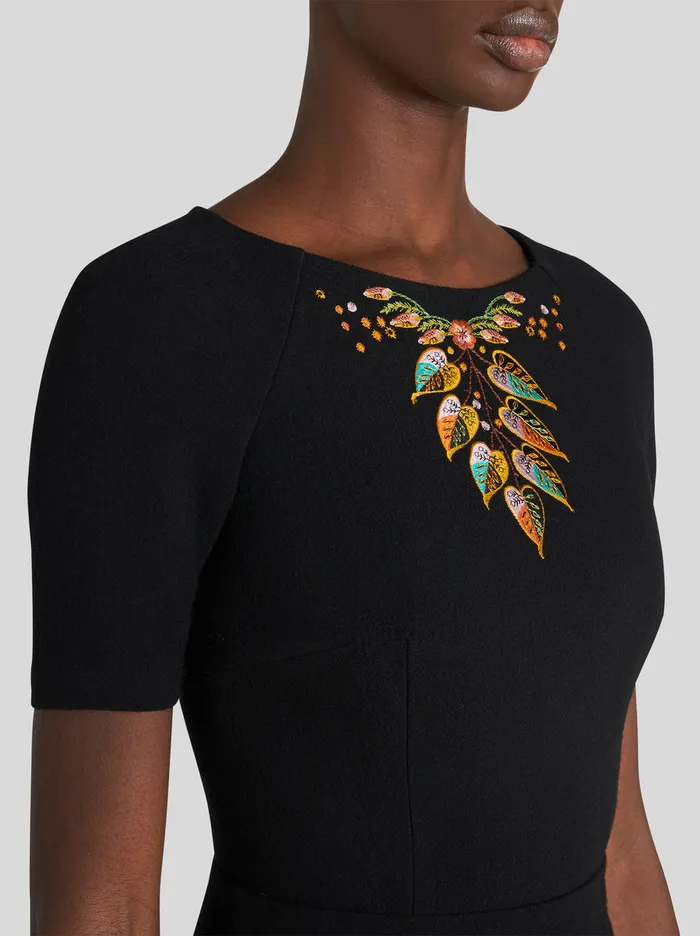 Women Midi Dress With Foliage Embroidery Etro Dresses