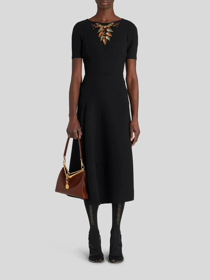 Women Midi Dress With Foliage Embroidery Etro Dresses