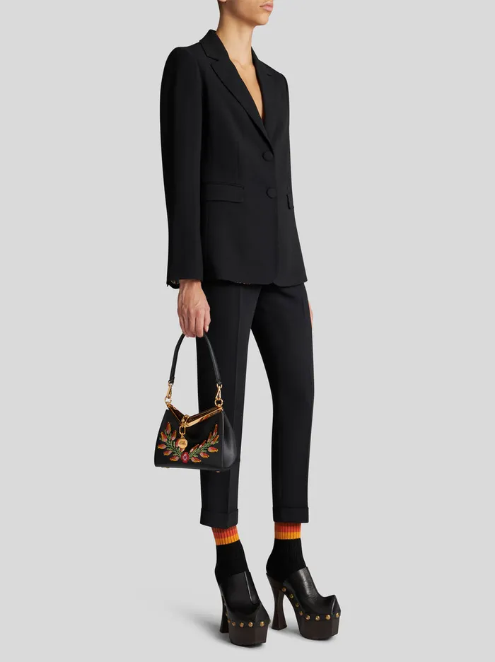Women Mini Vela Bag With Floral Embroidery Etro Shoulder Bags
