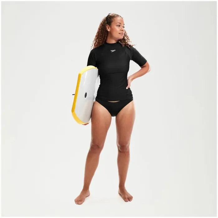 Women Modest Swimwear Speedo Women039s Short Sleeve Rash Top Black