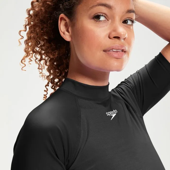 Women Modest Swimwear Speedo Women039s Short Sleeve Rash Top Black