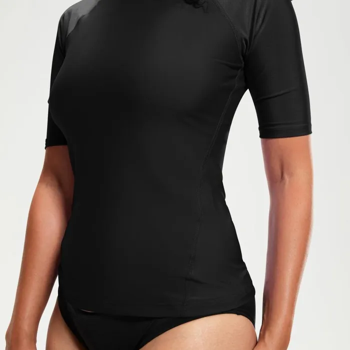 Women Modest Swimwear Speedo Women039s Short Sleeve Rash Top Black