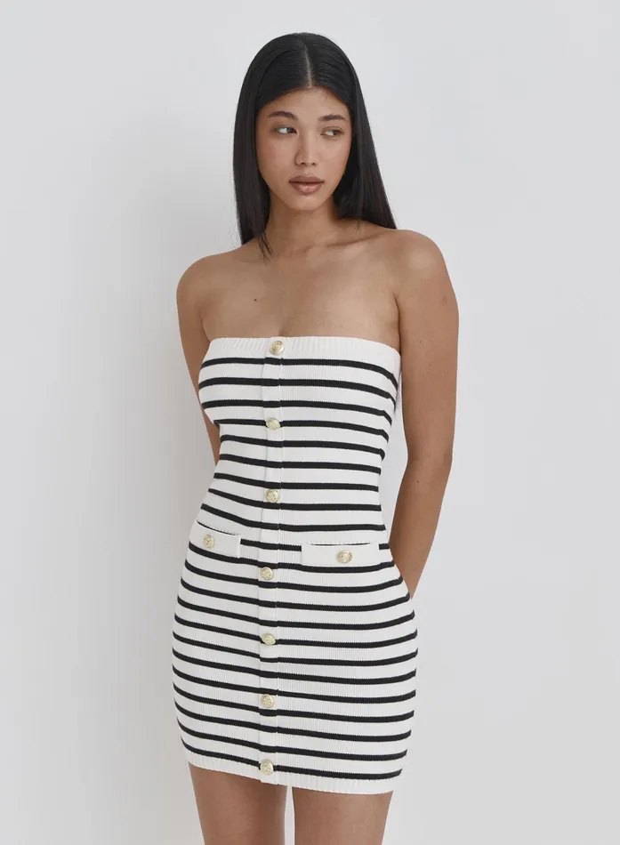 Women Multi Stripe Knitted Bandeau Button Mini Dress Ally 4th and Reckless Dresses Women Multi Stripe Knitted Bandeau Button Mini Dress Ally 4th and Reckless Dresses