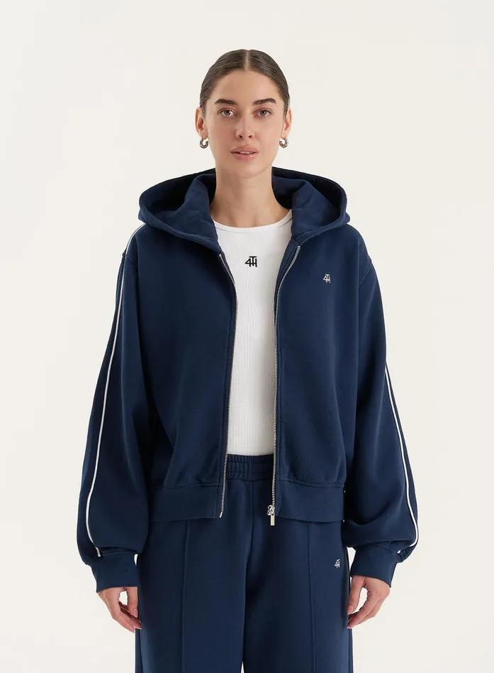 Women Navy Fourth Branded Cropped Zip Hoodie Carey 4th and Reckless Hoodies and Sweatshirts Women Navy Fourth Branded Cropped Zip Hoodie Carey 4th and Reckless Hoodies and Sweatshirts