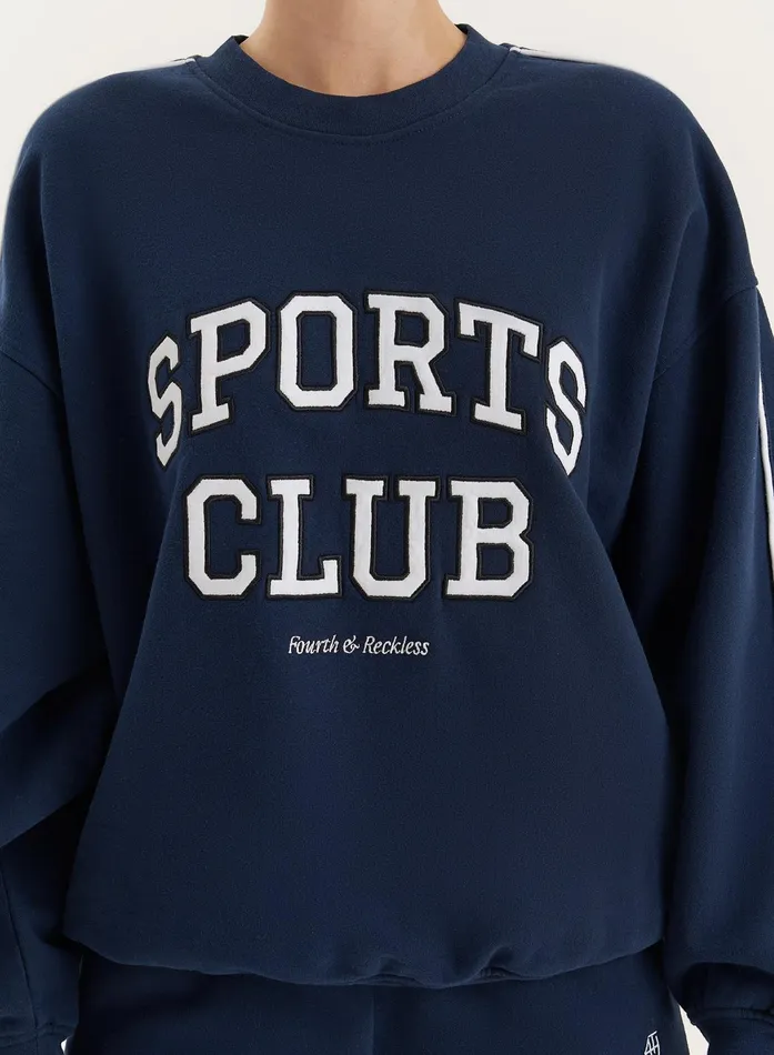 Women Navy Slogan Relaxed Oversized Sweatshirt Ellie 4th and Reckless Hoodies and Sweatshirts