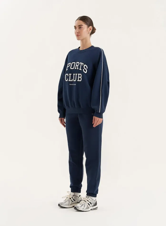 Women Navy Slogan Relaxed Oversized Sweatshirt Ellie 4th and Reckless Hoodies and Sweatshirts