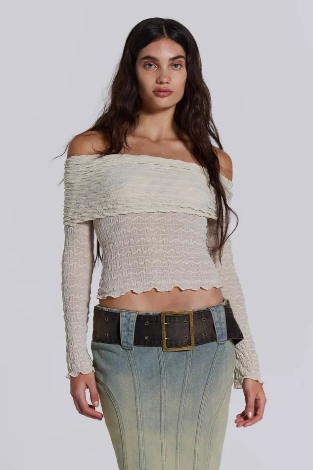 Women Nyra Long Sleeve Bardot Top Jaded London Long Sleeve Tops