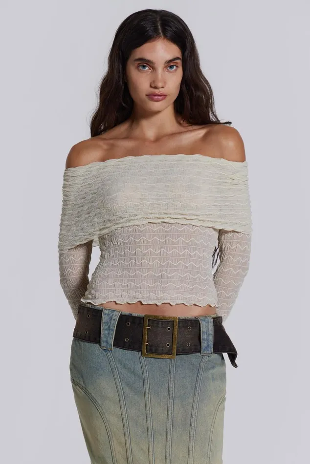 Women Nyra Long Sleeve Bardot Top Jaded London Long Sleeve Tops
