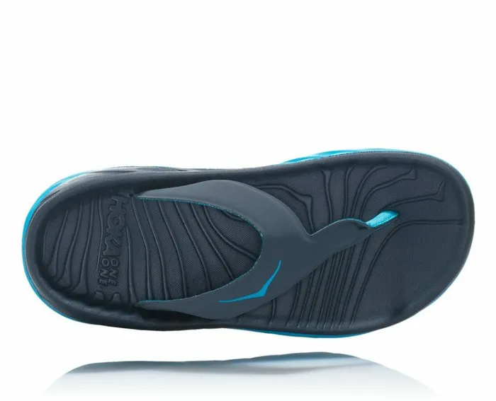 Women ORA Recovery Flip Ebony Dresden Blue HOKA ONE ONE Recovery Sandals