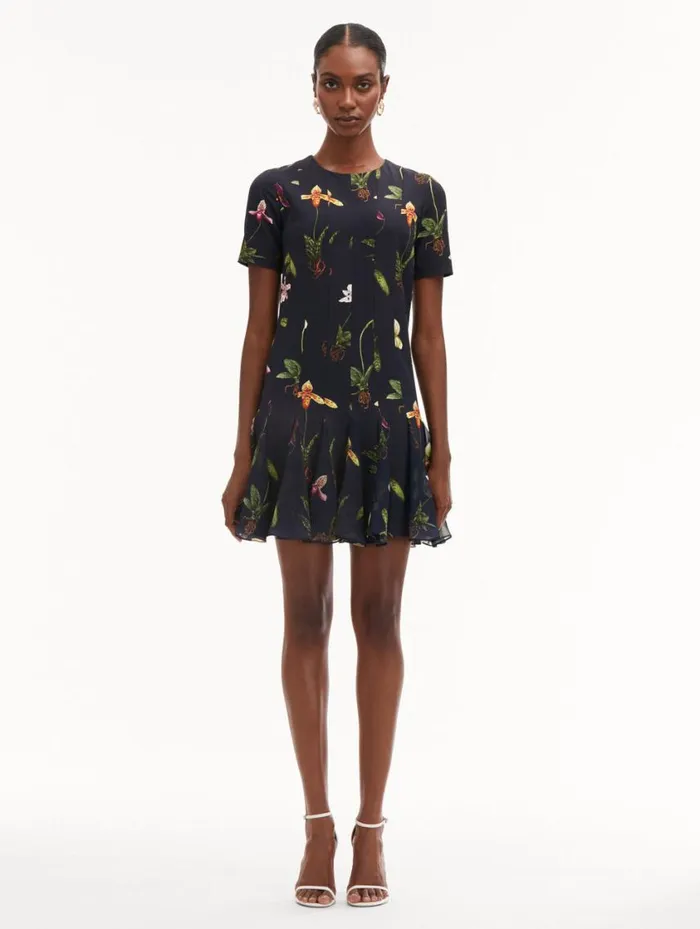 Women Orchid Cady Inset Mini Dress Navy Multi Oscar De La Renta Dresses Women Orchid Cady Inset Mini Dress Navy Multi Oscar De La Renta Dresses