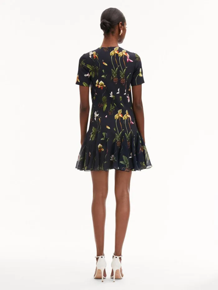 Women Orchid Cady Inset Mini Dress Navy Multi Oscar De La Renta Dresses Women Orchid Cady Inset Mini Dress Navy Multi Oscar De La Renta Dresses