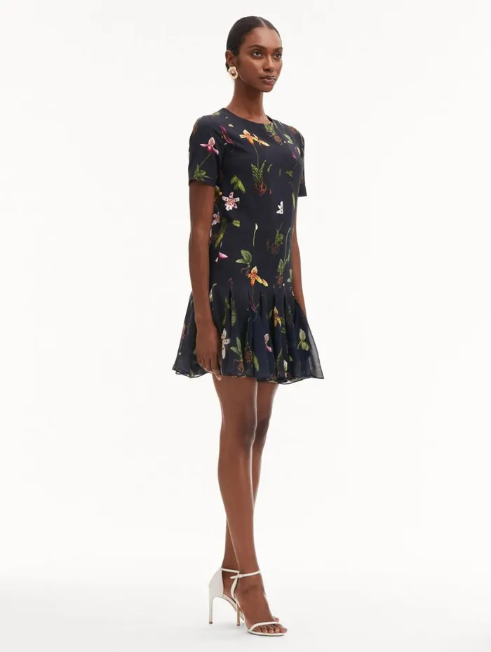 Women Orchid Cady Inset Mini Dress Navy Multi Oscar De La Renta Dresses Women Orchid Cady Inset Mini Dress Navy Multi Oscar De La Renta Dresses