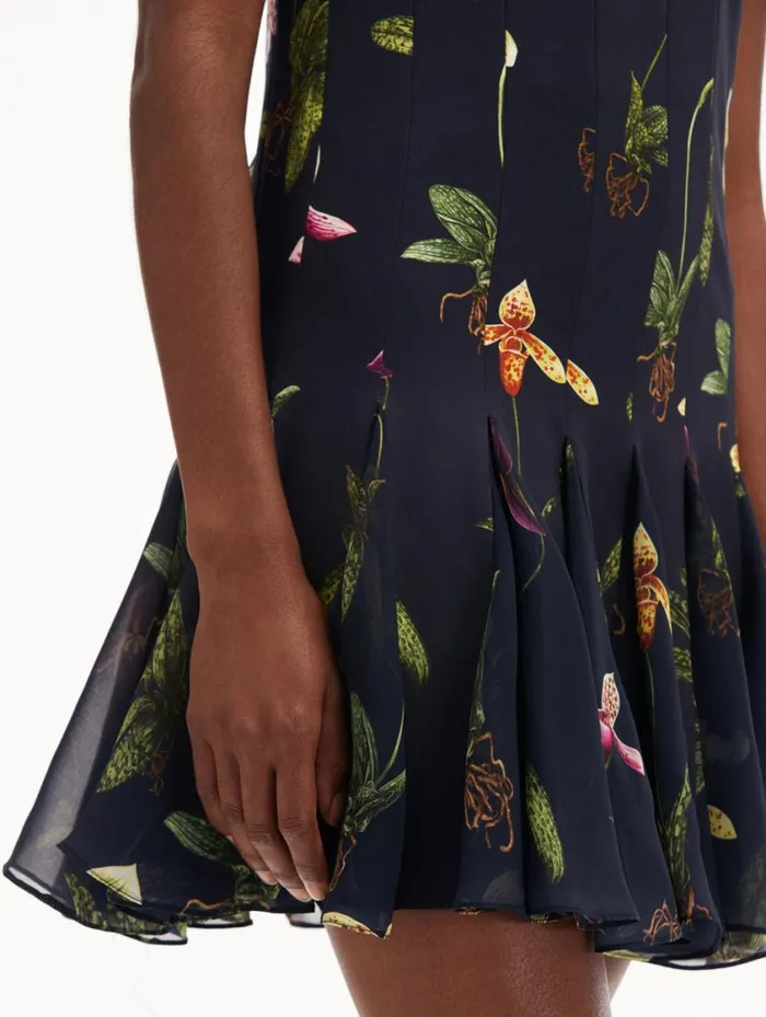 Women Orchid Cady Inset Mini Dress Navy Multi Oscar De La Renta Dresses Women Orchid Cady Inset Mini Dress Navy Multi Oscar De La Renta Dresses