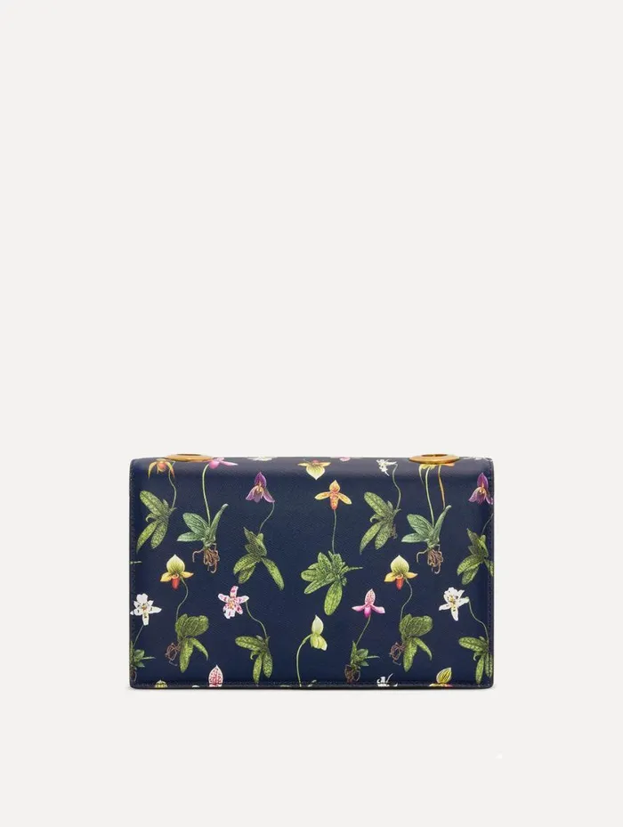 Women Orchid Printed TRO Bag Navy Oscar De La Renta Handbags Women Orchid Printed TRO Bag Navy Oscar De La Renta Handbags