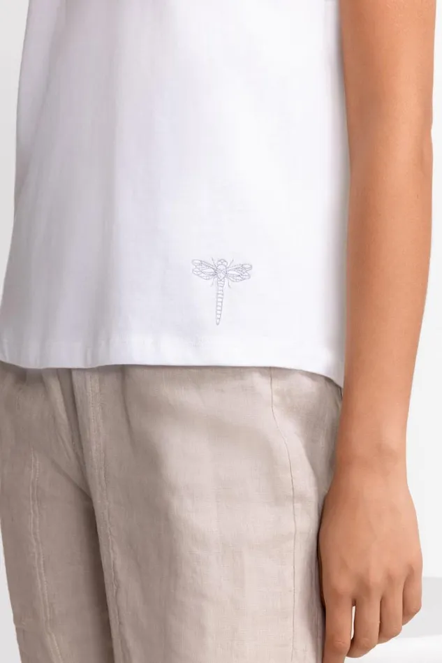 Women Organic Cotton Drop Shoulder Tee Bright White Johnny Was Tops