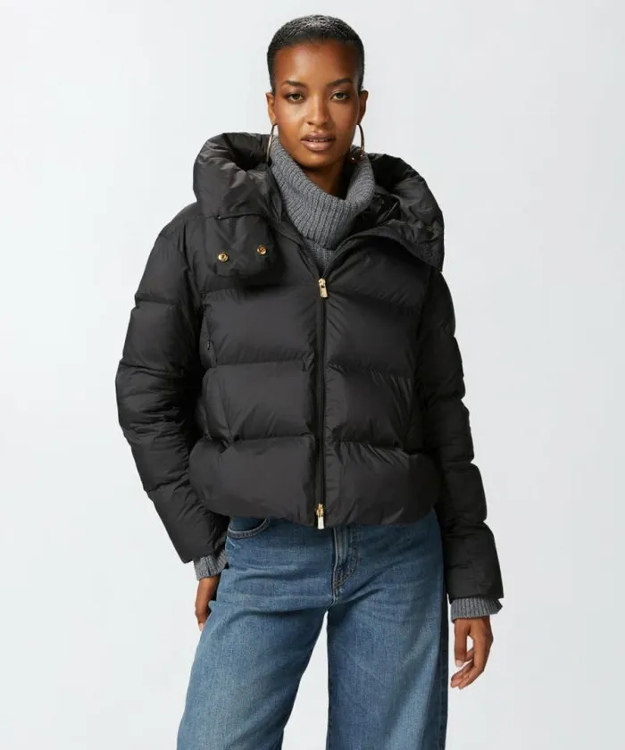 Women Outerwear Pinko Padded Down Jacket With High Wraparound Collar Limo Black