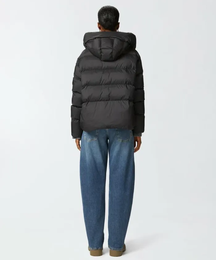Women Outerwear Pinko Padded Down Jacket With High Wraparound Collar Limo Black Women Outerwear Pinko Padded Down Jacket With High Wraparound Collar Limo Black