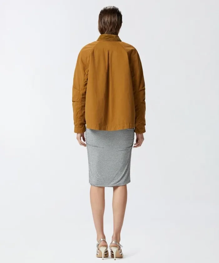 Women Outerwear Pinko Pea Jacket With Corduroy Collar Bronze Women Outerwear Pinko Pea Jacket With Corduroy Collar Bronze