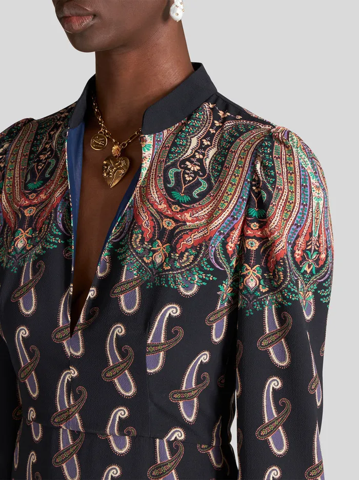 Women Paisley Sabl Dress With Medallions Etro Dresses