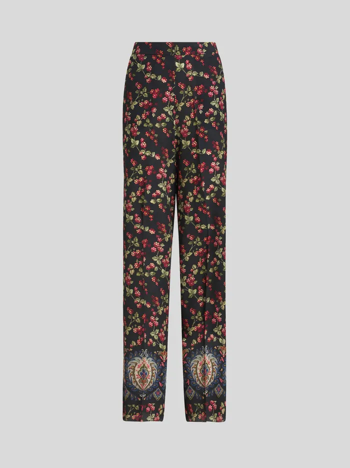 Women Palazzo Trousers With Berry Print Etro Trousers