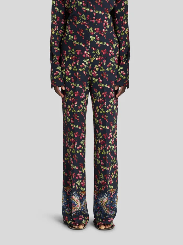 Women Palazzo Trousers With Berry Print Etro Trousers