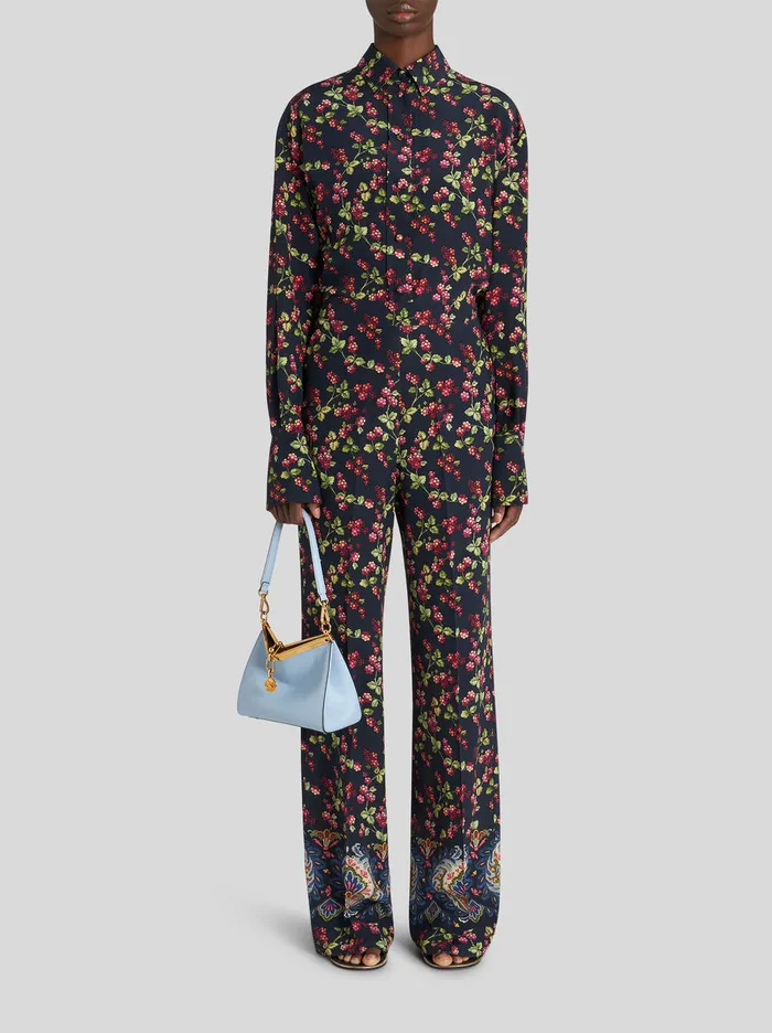 Women Palazzo Trousers With Berry Print Etro Trousers
