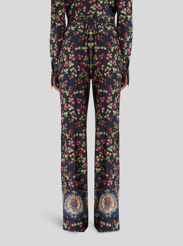 Women Palazzo Trousers With Berry Print Etro Trousers