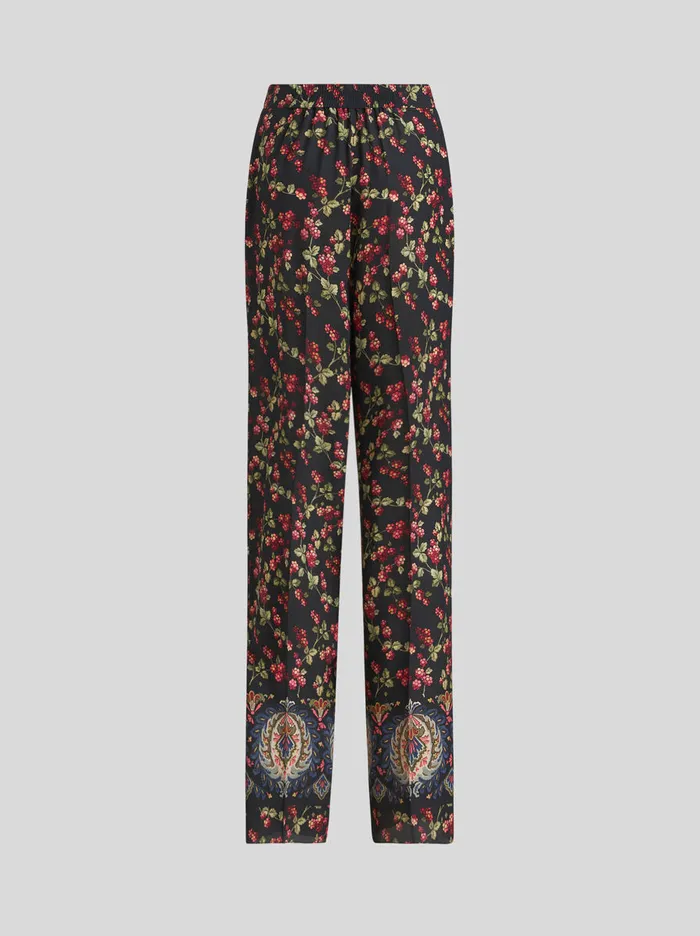 Women Palazzo Trousers With Berry Print Etro Trousers