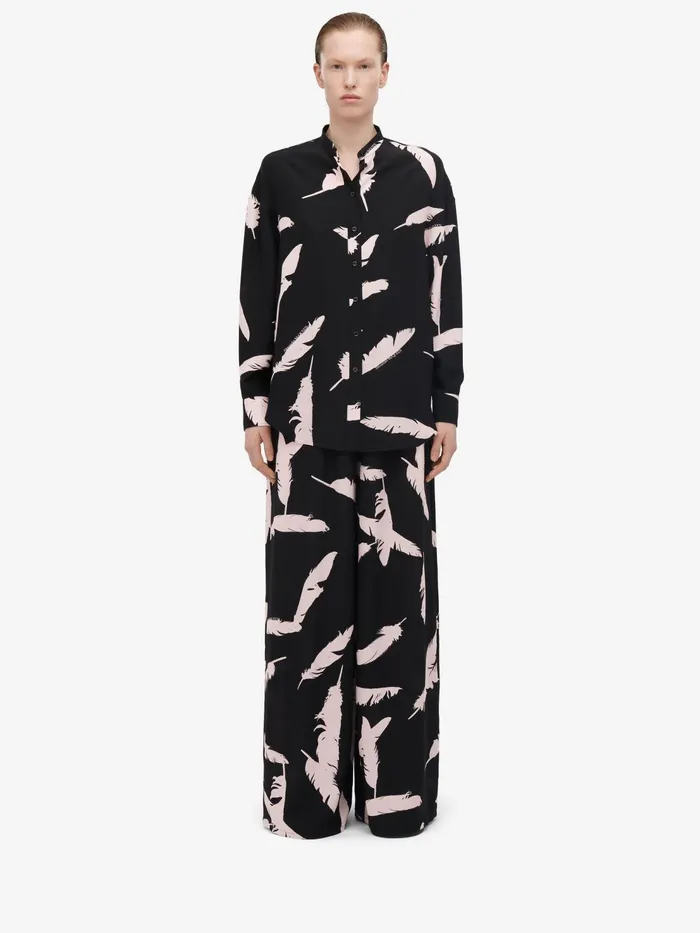Women Pants Alexander McQueen Feather Pyjama Trousers Blackpink