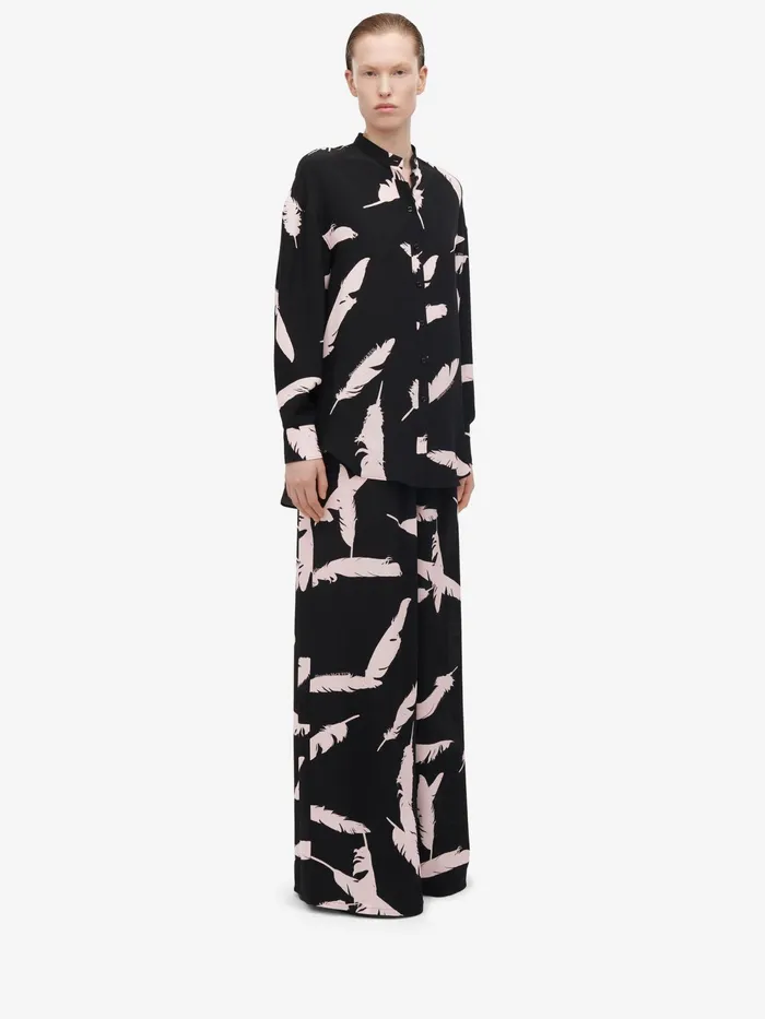 Women Pants Alexander McQueen Feather Pyjama Trousers Blackpink