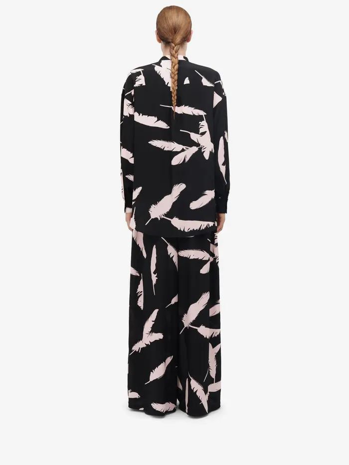 Women Pants Alexander McQueen Feather Pyjama Trousers Blackpink