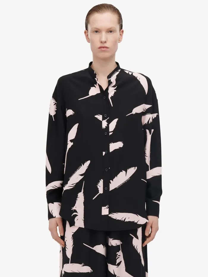 Women Pants Alexander McQueen Feather Pyjama Trousers Blackpink
