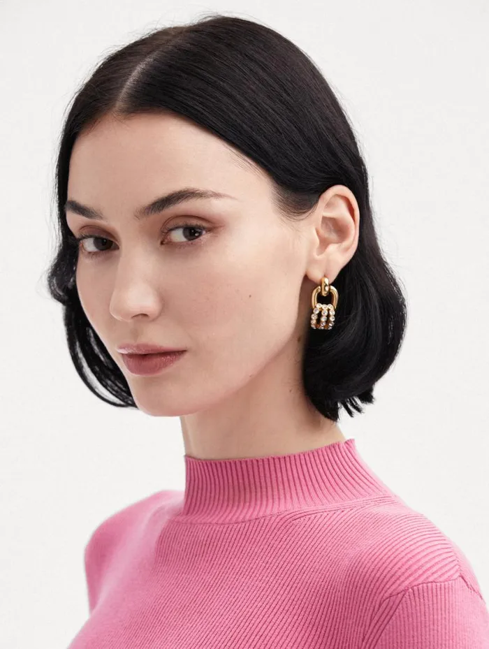 Women Pav Link Earrings Crystal Oscar De La Renta Earrings Women Pav Link Earrings Crystal Oscar De La Renta Earrings