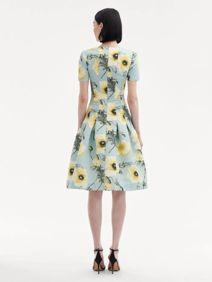 Women Poppy Faille Split Neck Dress Sage Yellow Oscar De La Renta Dresses Women Poppy Faille Split Neck Dress Sage Yellow Oscar De La Renta Dresses