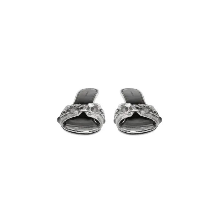 Women Pumps and Heels Balenciaga Cagole 70mm Sandal Metallized In Silver